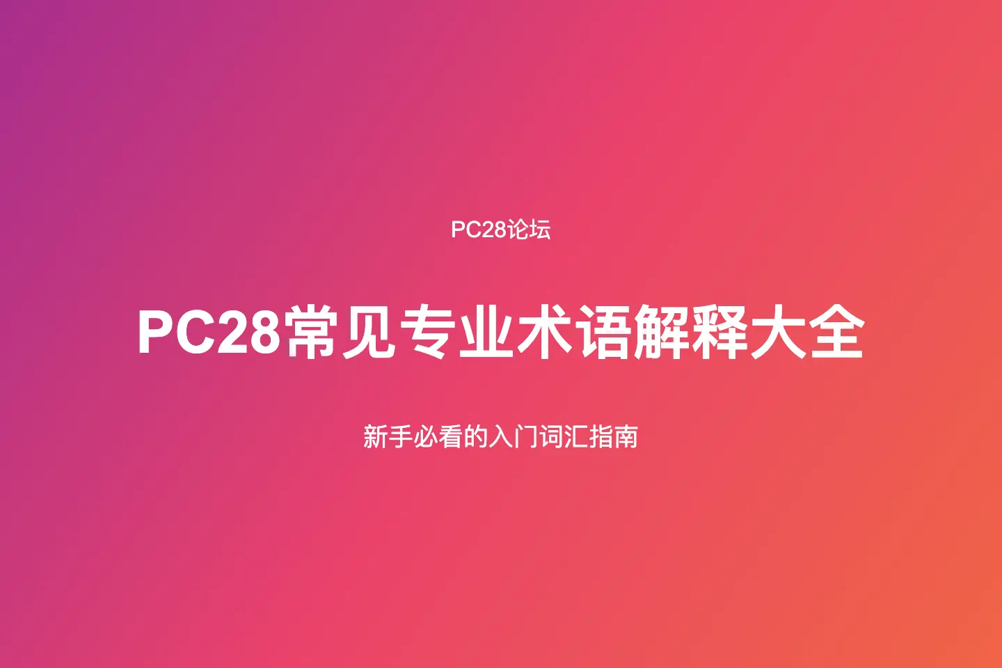 PC28常见专业术语解释大全,新手必看的入门词汇指南 第1张 PC28常见专业术语解释大全,新手必看的入门词汇指南 第1张